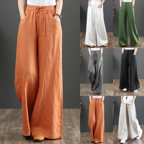 Women’s High Waisted Wide Leg Palazzo Pants With Pockets Casual Style