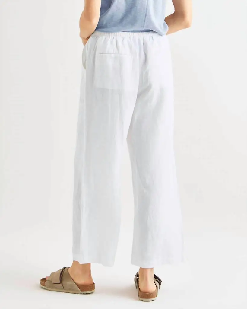 Linen Pant In White For Women Splendid Casual High Waist Trousers - Image 3