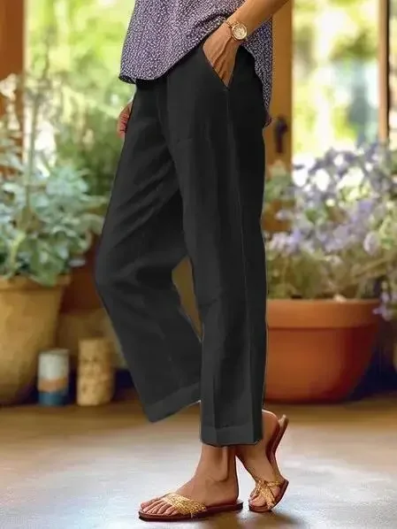 Spring Cotton Linen Oversize Women Pants Loose White Casual Trousers - Image 5