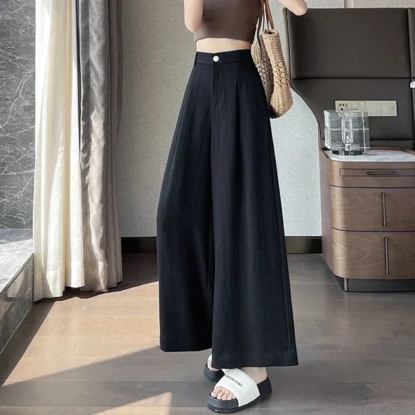 Summer Women’s Loose Cotton Linen Wide Leg Casual Comfortable Pants - Image 3
