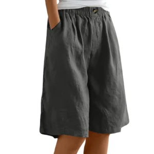 Cotton Linen Five Length Shorts Summer Soft Comfort Pants Women Casual