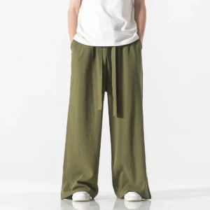 Chinese Style Men's Cotton And Linen Casual Loose Wide Leg Oversized Pants