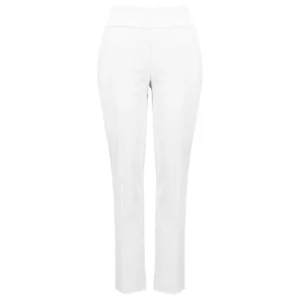 Elegant White Jacquard Pull-On Pants For Women’s Stylish Daily Wear