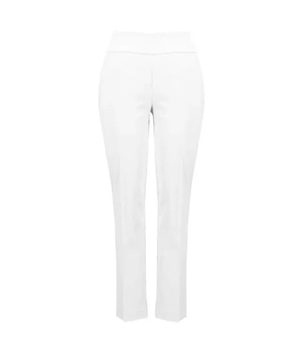 Elegant White Jacquard Pull-On Pants For Women’s Stylish Daily Wear