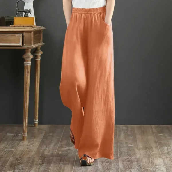 Women’s High Waist Loose Linen Pants Baggy Purple Elegant Slacks - Image 6