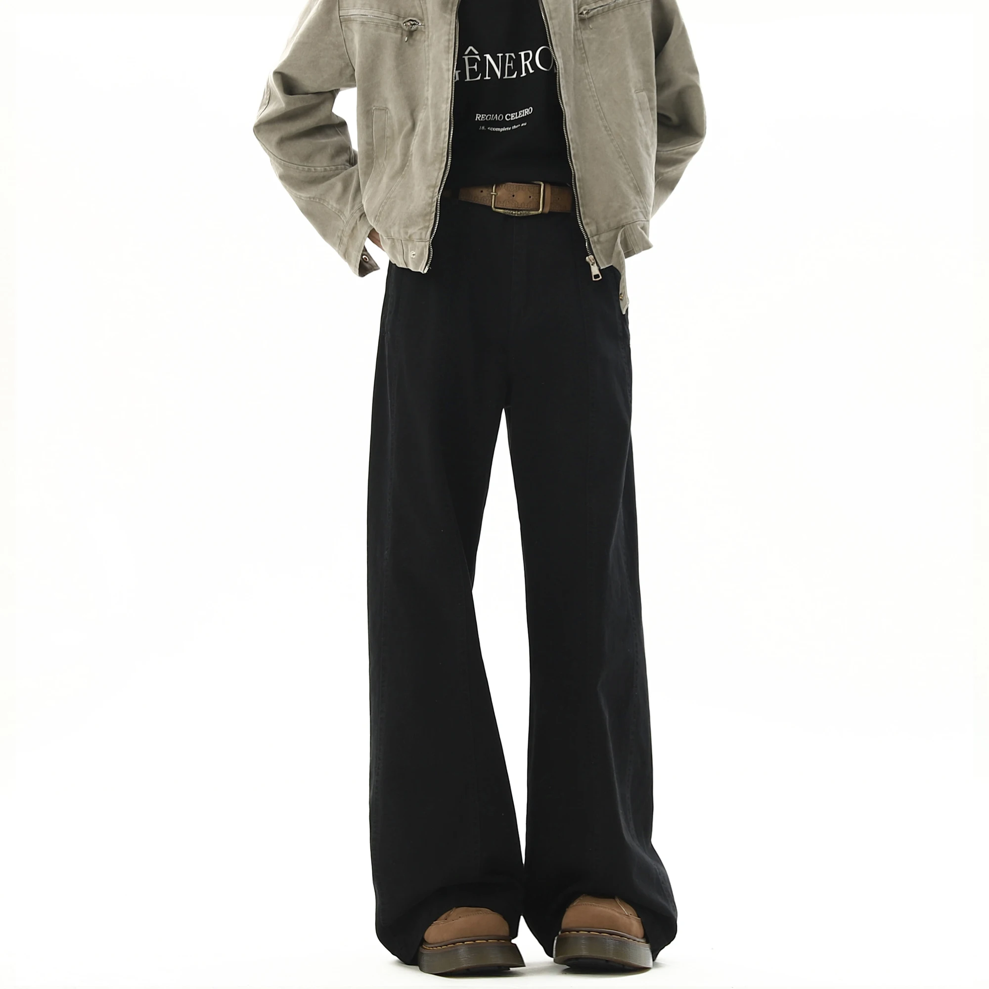 American Style Vintage Wide Leg Cargo Pants Men's Baggy Streetwear Trousers - Image 2