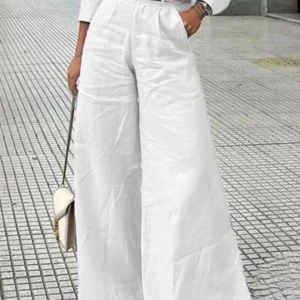 Bonboho Women’s Cotton Linen High Waist Wide Leg Casual Trousers