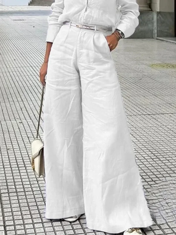 Bonboho Women’s Cotton Linen High Waist Wide Leg Casual Trousers