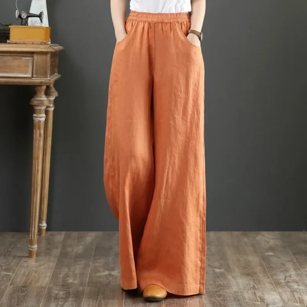 Casual Cotton Linen Wide Leg Loose Pants Women Vintage Summer - Image 5