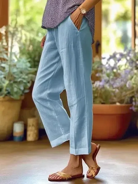 Spring Cotton Linen Oversize Women Pants Loose White Casual Trousers - Image 3