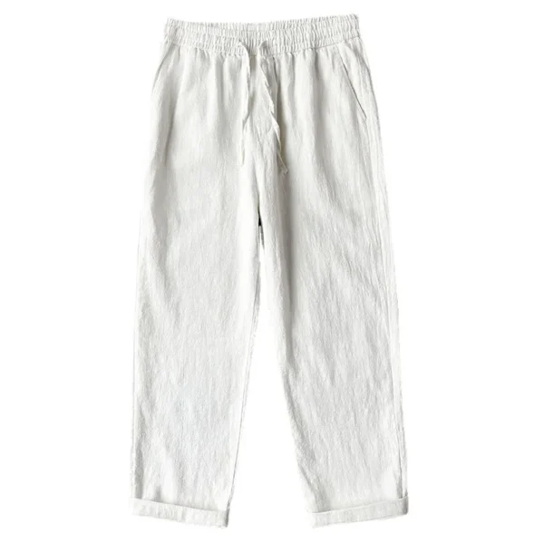 Men's Summer Cotton Linen Pants Casual Loose Straight Trousers - Image 2