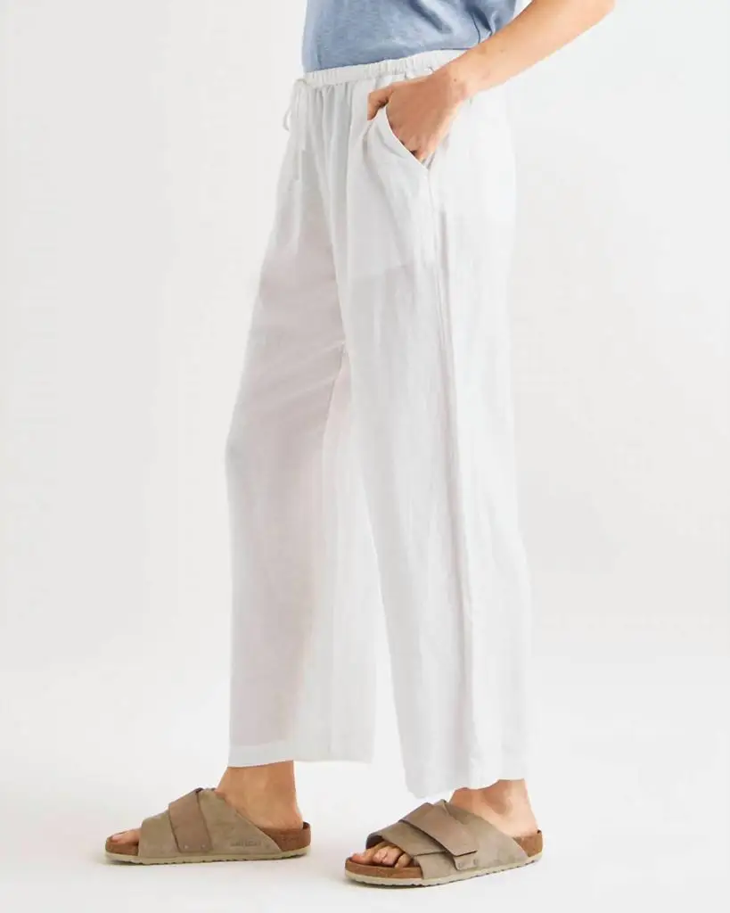 Linen Pant In White For Women Splendid Casual High Waist Trousers - Image 2