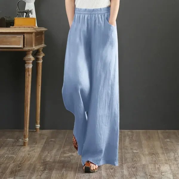 Women’s High Waist Loose Linen Pants Baggy Purple Elegant Slacks - Image 5