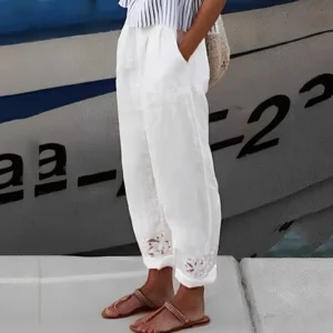 Wide Leg Cotton Sweatpants For Women With Elastic Waist Casual Wear
