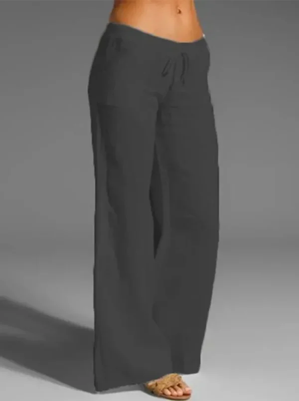Women’s Oversize Black Cotton Linen Wide-Leg Casual Loose Pants - Image 5