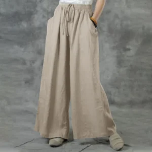 New Summer Loose Size Casual Wide-Leg Pants With Elastic Waist Design
