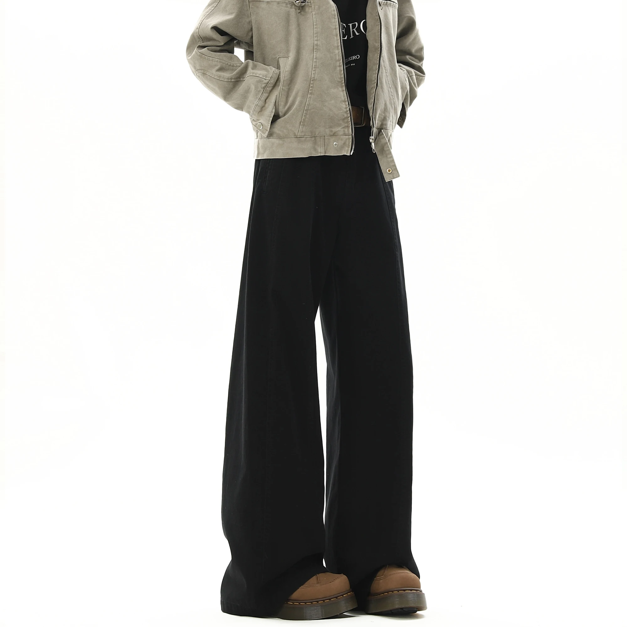 American Style Vintage Wide Leg Cargo Pants Men's Baggy Streetwear Trousers - Image 4