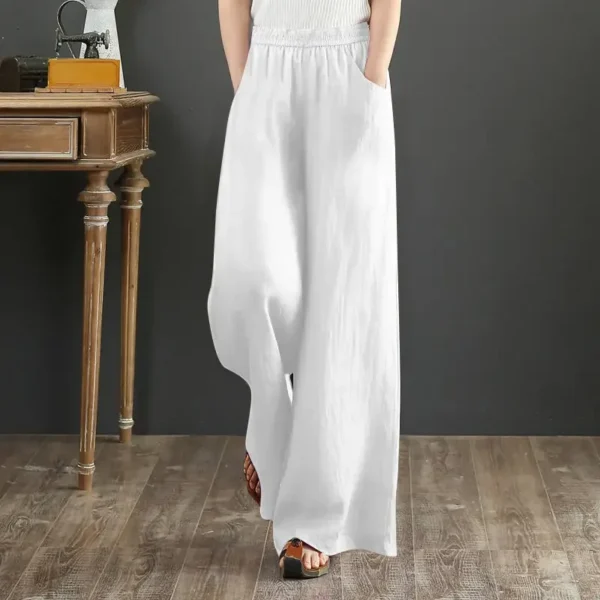 Women’s High Waist Loose Linen Pants Baggy Purple Elegant Slacks - Image 4