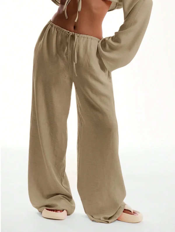 2025 Oversized High Waist Drawstring Wide Leg Casual Pants Women - Image 2