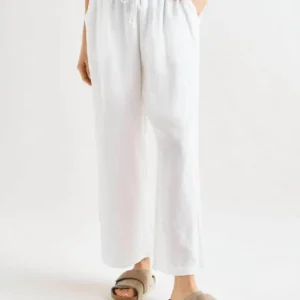 Linen Pant In White For Women Splendid Casual High Waist Trousers
