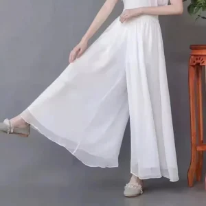 Casual Women’s Chiffon Wide Leg Double-Layer Breathable Elastic Pants