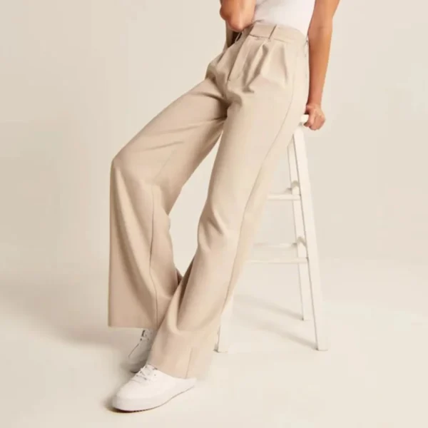 High Waisted Wide Leg Linen Pants For Women Office Wear Casual - Image 2