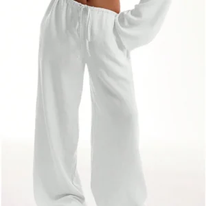 2025 Oversized High Waist Drawstring Wide Leg Casual Pants Women