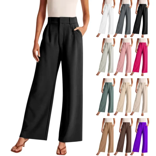High Waisted Wide Leg Linen Pants For Women Office Wear Casual - Image 3