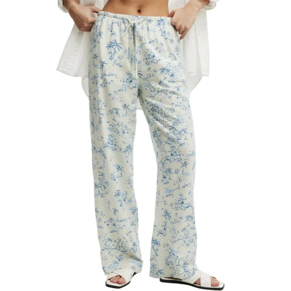 Women's Casual Low Waist Printed Drawstring Wide Leg Street Pants - Image 2