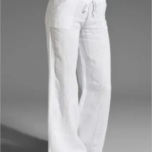 Women’s Oversize Black Cotton Linen Wide-Leg Casual Loose Pants