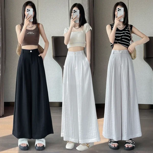 Summer Women’s Loose Cotton Linen Wide Leg Casual Comfortable Pants - Image 4