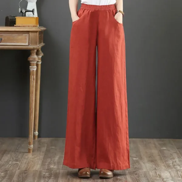 Casual Cotton Linen Wide Leg Loose Pants Women Vintage Summer - Image 2
