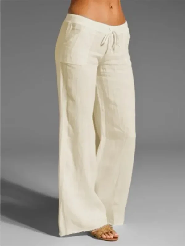 Women’s Oversize Black Cotton Linen Wide-Leg Casual Loose Pants - Image 2