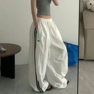 White Loose Quick-Dry Summer Pants Women Breathable Casual Trousers