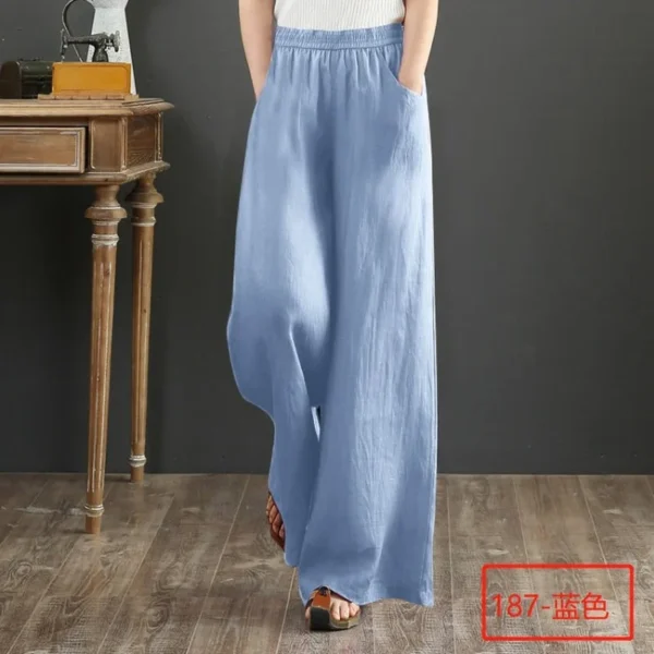 Casual Cotton Linen Wide Leg Loose Pants Women Vintage Summer - Image 6