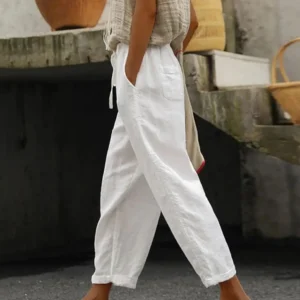 Women's Vintage Wide Leg Pants Elastic Waist Casual Loose Trousers