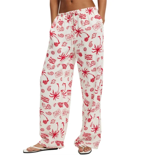 Women's Casual Low Waist Printed Drawstring Wide Leg Street Pants - Image 3