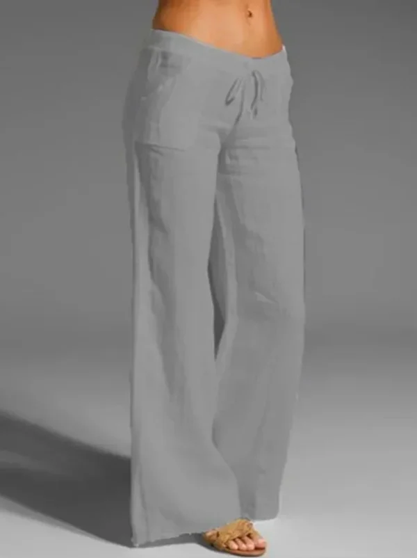 Women’s Oversize Black Cotton Linen Wide-Leg Casual Loose Pants - Image 3